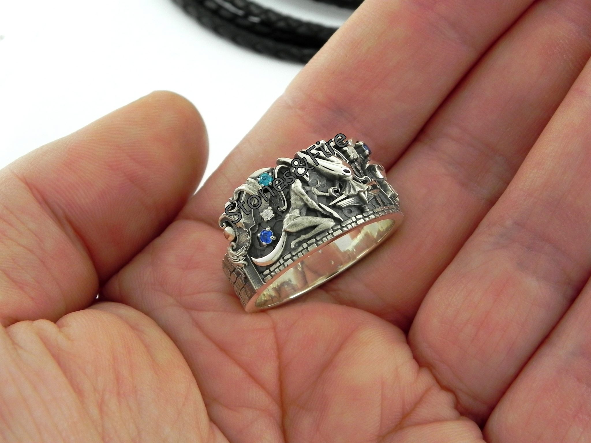 This custom Ring is a fan art designed and made by Stones&Fire. Inspired by animation and playing games. More info you may find in its description.